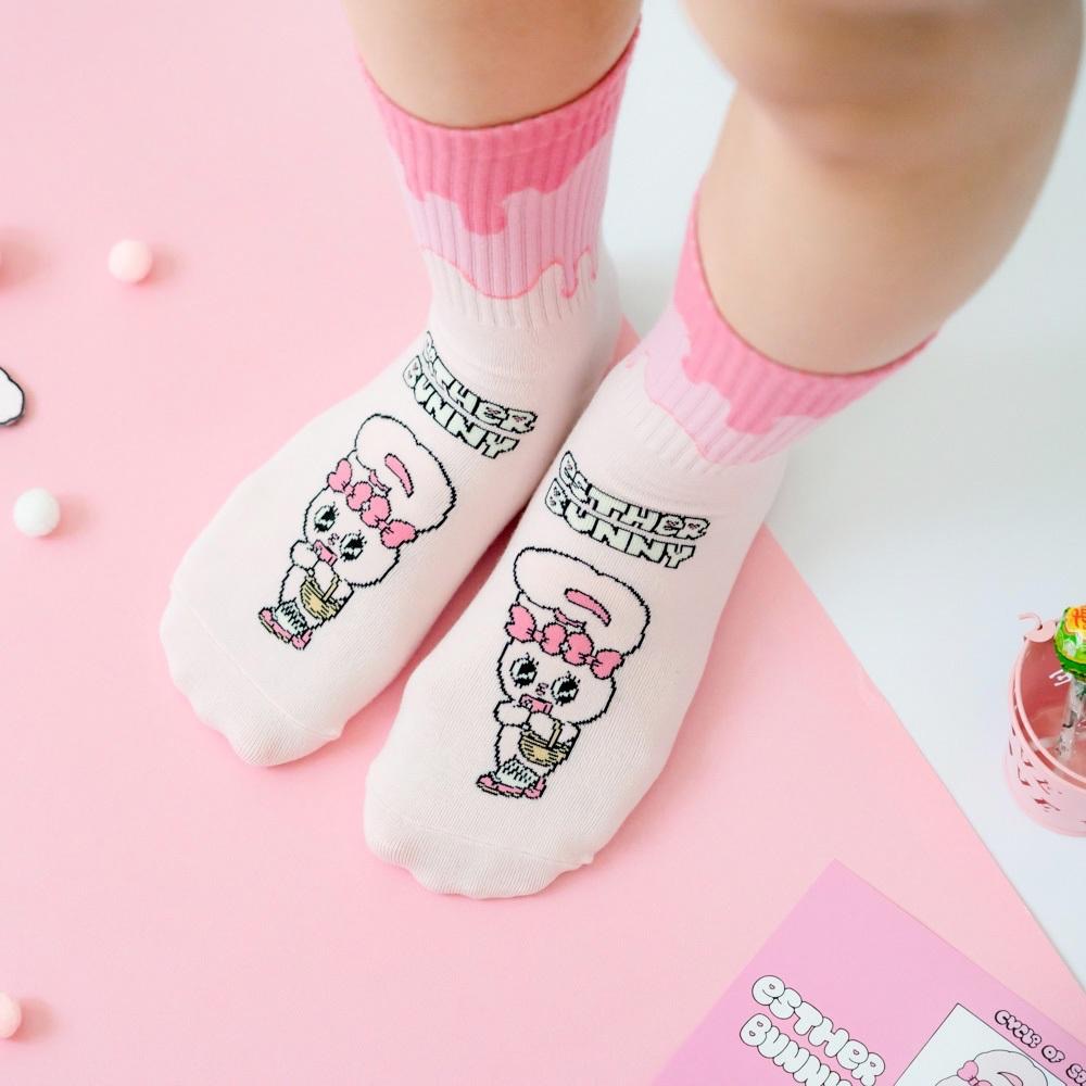 AHUA 艾絲樂小兔聯名-冰淇淋漸層中筒襪 女生襪子 R0022 純棉中筒襪 MIT台灣製造 原創設計襪-細節圖4