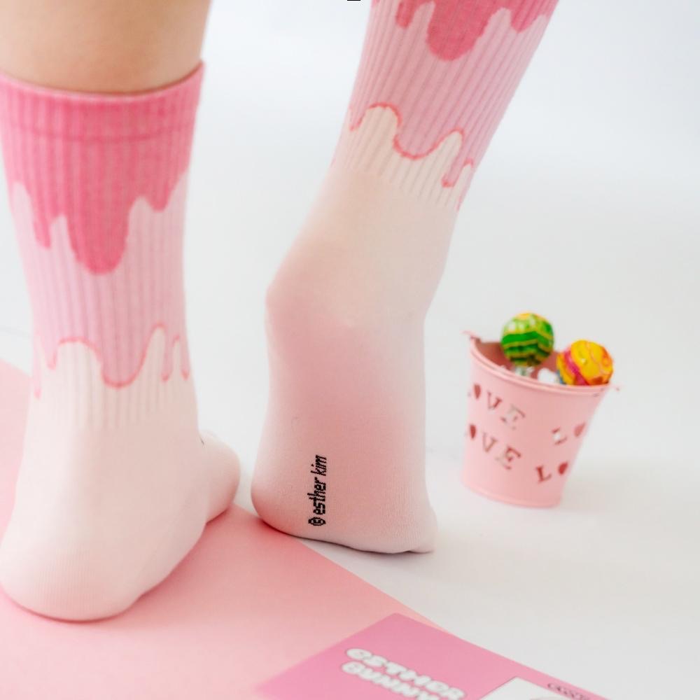 AHUA 艾絲樂小兔聯名-冰淇淋漸層中筒襪 女生襪子 R0022 純棉中筒襪 MIT台灣製造 原創設計襪-細節圖5