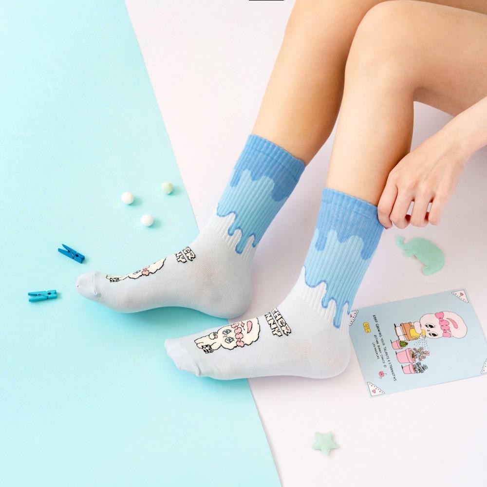 AHUA 艾絲樂小兔聯名-冰淇淋漸層中筒襪 女生襪子 R0022 純棉中筒襪 MIT台灣製造 原創設計襪-細節圖9