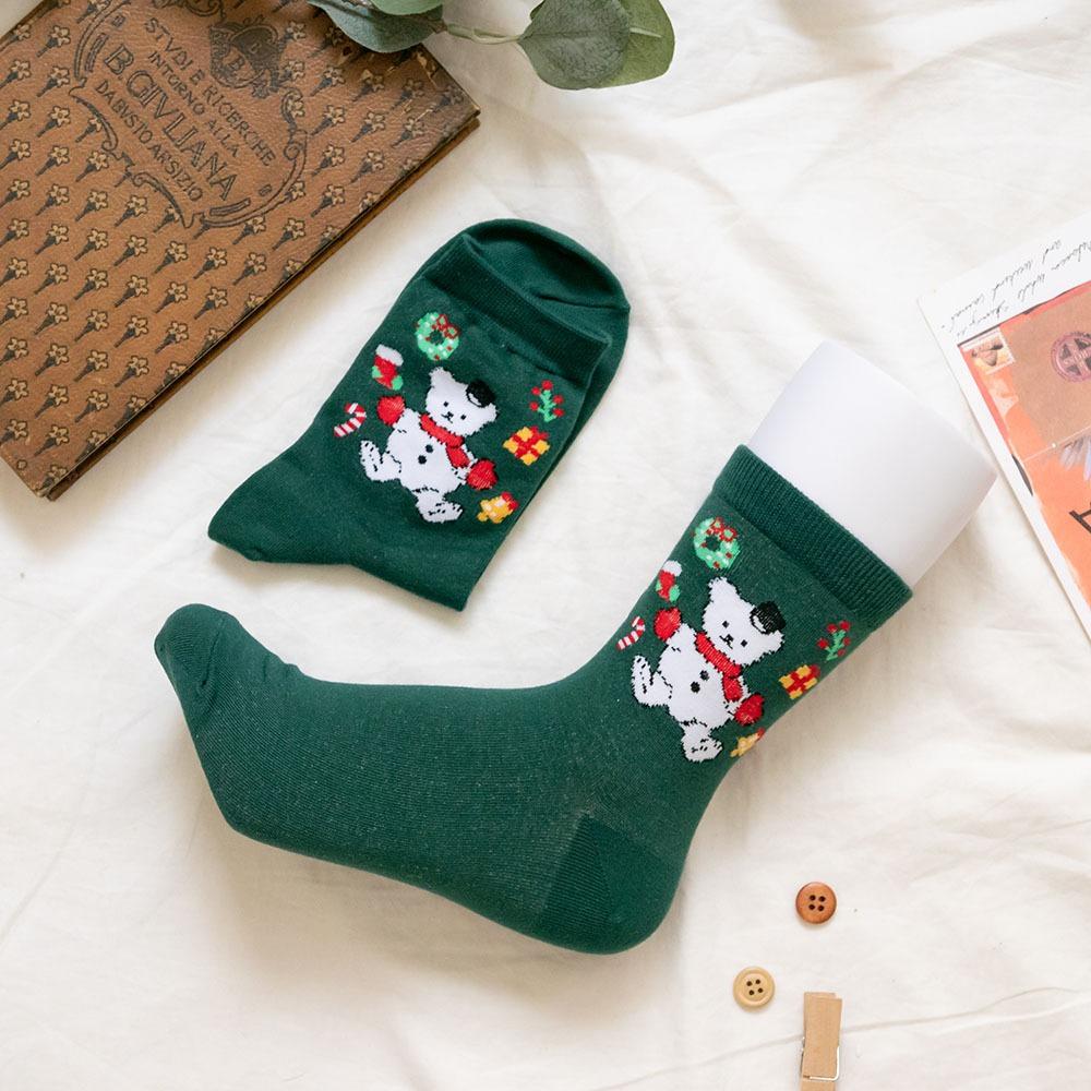 AHUA阿華有事嗎 韓國襪子 立體毛毛三個戴帽雪人小頭中筒襪K1918 韓妞必備 百搭純棉襪 聖誕襪 交換禮物-細節圖3