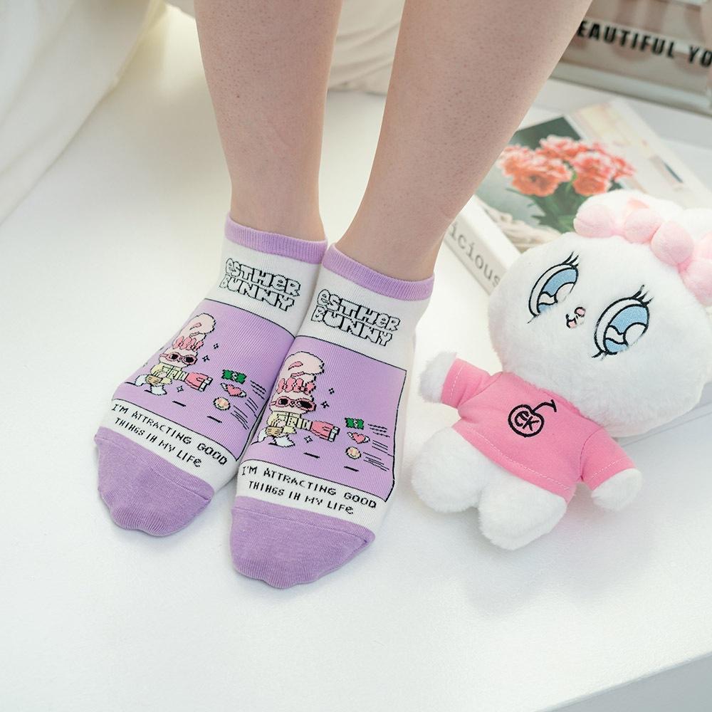 AHUA 艾絲樂小兔聯名-文字情境小圖短襪 女生襪子 女生短襪 女襪 R0020 純棉短襪 MIT台灣-細節圖3