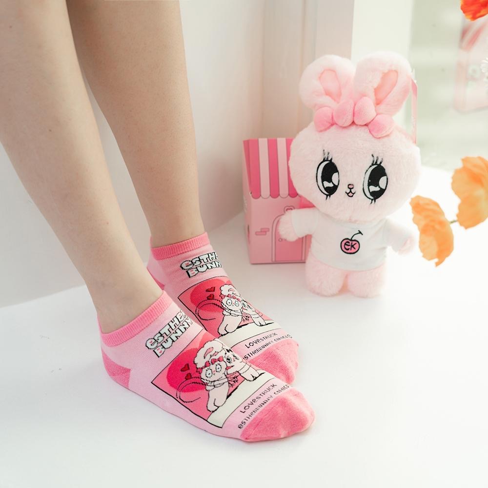AHUA 艾絲樂小兔聯名-文字情境小圖短襪 女生襪子 女生短襪 女襪 R0020 純棉短襪 MIT台灣-細節圖5