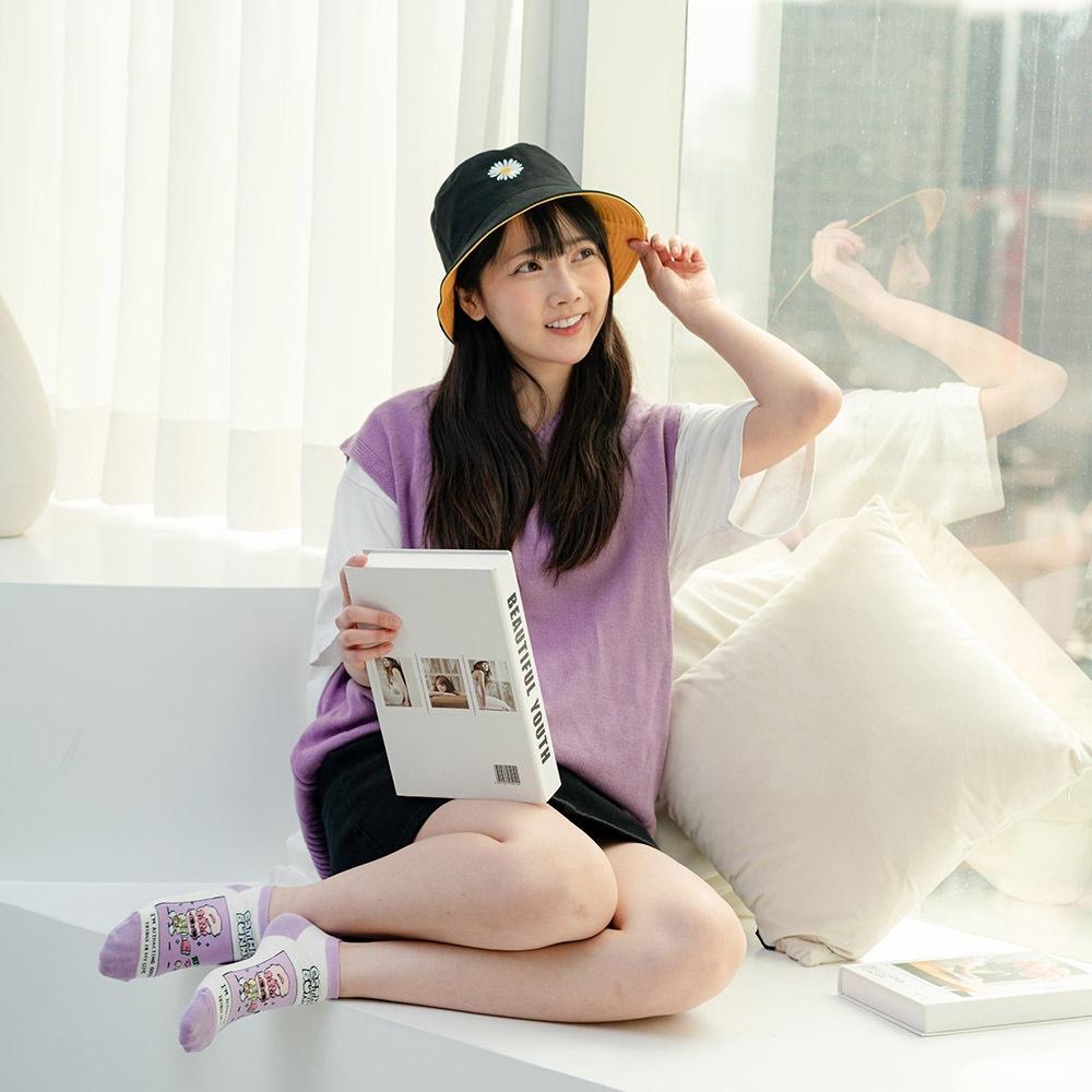 AHUA 艾絲樂小兔聯名-文字情境小圖短襪 女生襪子 女生短襪 女襪 R0020 純棉短襪 MIT台灣-細節圖7