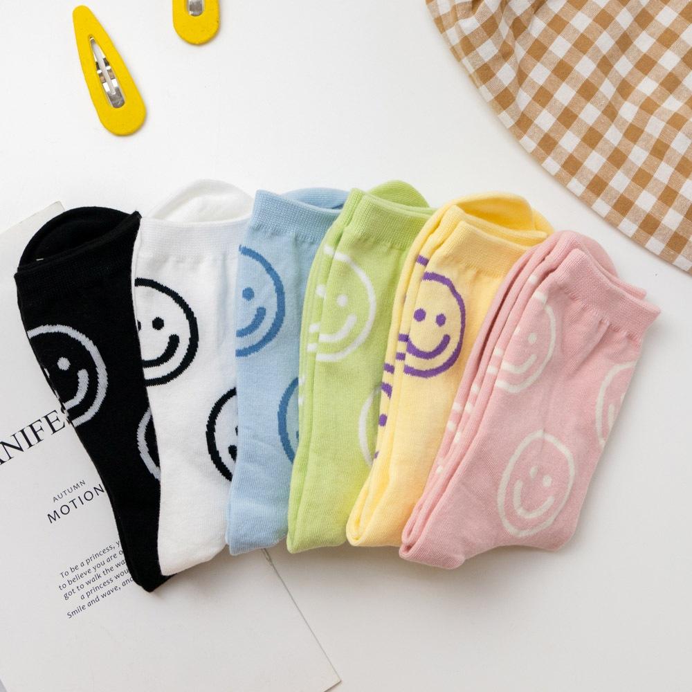 AHUA阿華有事嗎 滿版可愛甜系縷空笑臉中筒襪 K1965 韓妞必備 韓國襪子 百搭純棉襪  韓系 日系 可愛-細節圖4