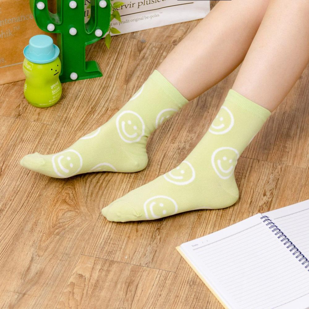 AHUA阿華有事嗎 滿版可愛甜系縷空笑臉中筒襪 K1965 韓妞必備 韓國襪子 百搭純棉襪  韓系 日系 可愛-細節圖5