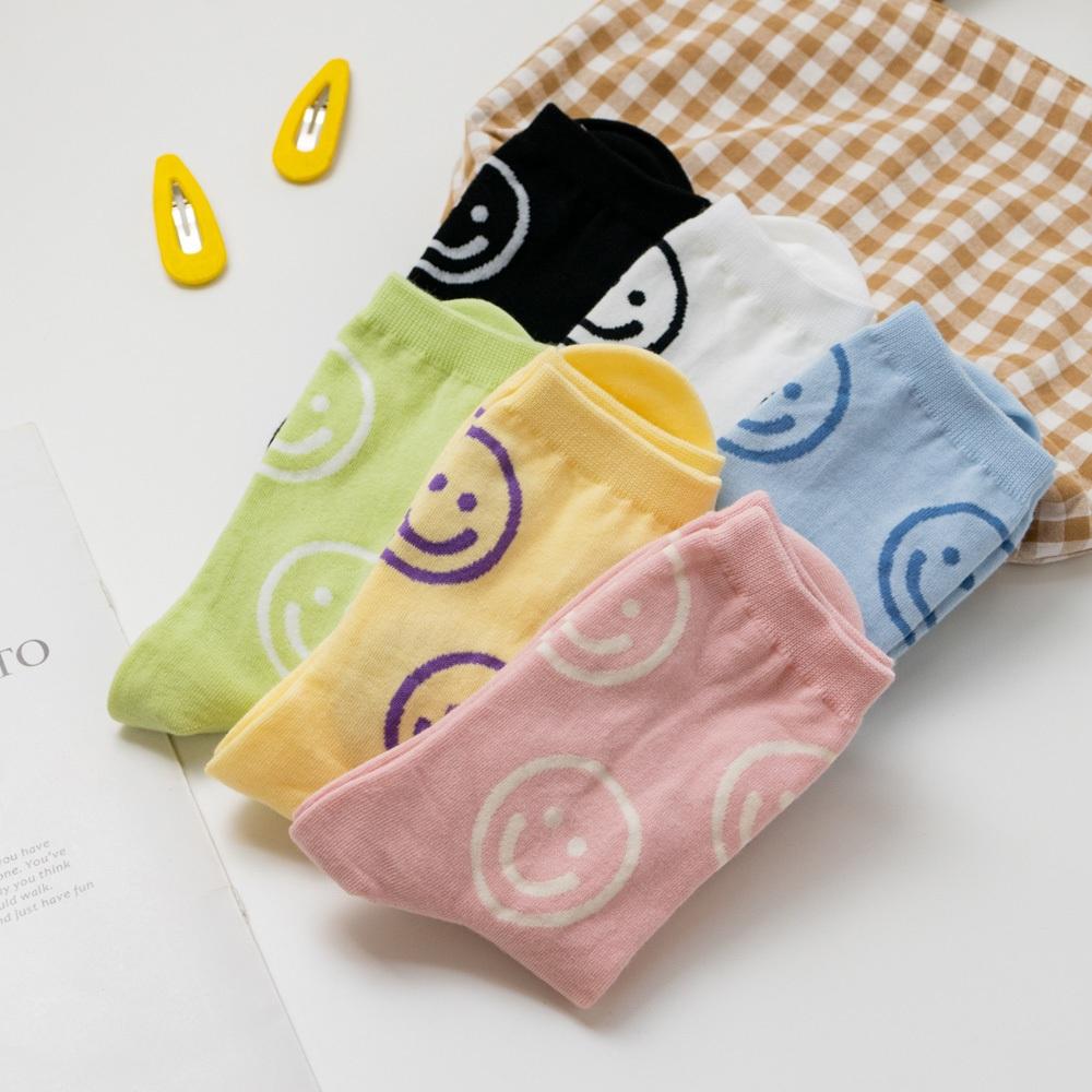 AHUA阿華有事嗎 滿版可愛甜系縷空笑臉中筒襪 K1965 韓妞必備 韓國襪子 百搭純棉襪  韓系 日系 可愛-細節圖6