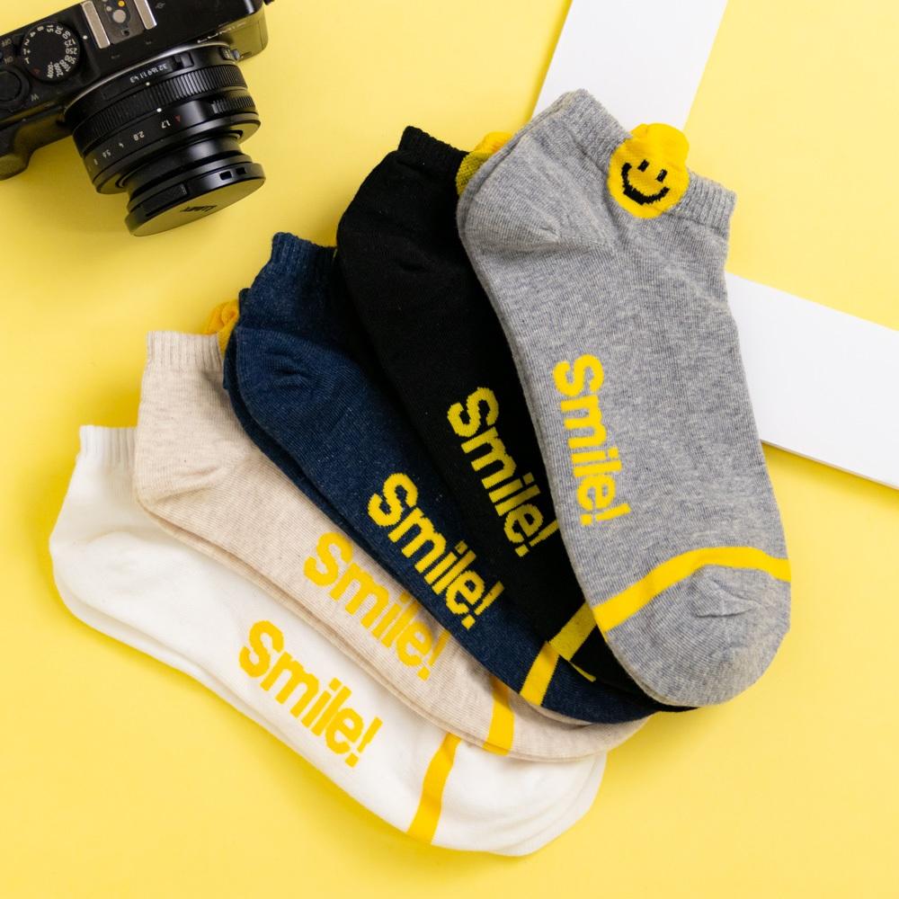 AHUA 韓國襪子 Smile!立體耳朵黃色笑臉短襪 K2058 韓妞必備 百搭純棉襪 正韓襪子 少女襪 阿華有事嗎-細節圖7