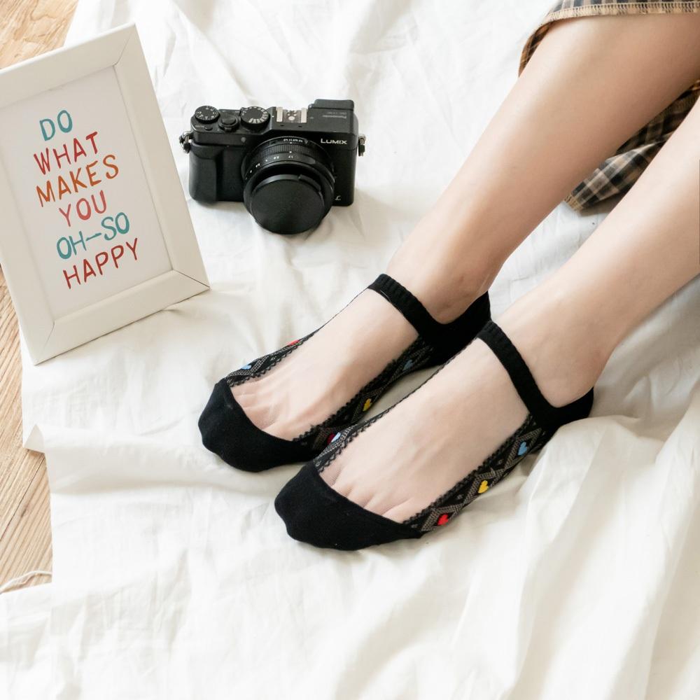 AHUA 韓國襪子 腳背透膚菱形網眼小圖船型襪 K2074 韓妞必備 正韓襪子 透膚襪 少女襪 阿華有事嗎-細節圖3