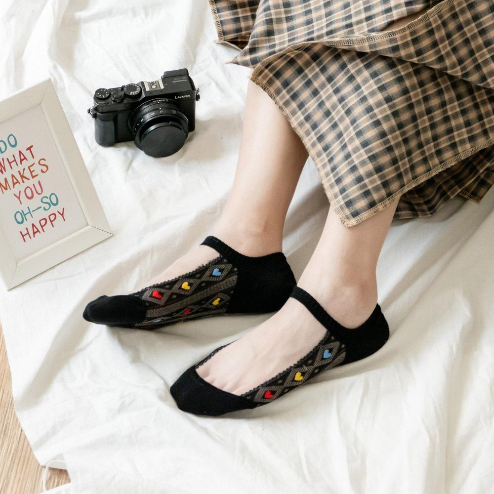 AHUA 韓國襪子 腳背透膚菱形網眼小圖船型襪 K2074 韓妞必備 正韓襪子 透膚襪 少女襪 阿華有事嗎-細節圖4