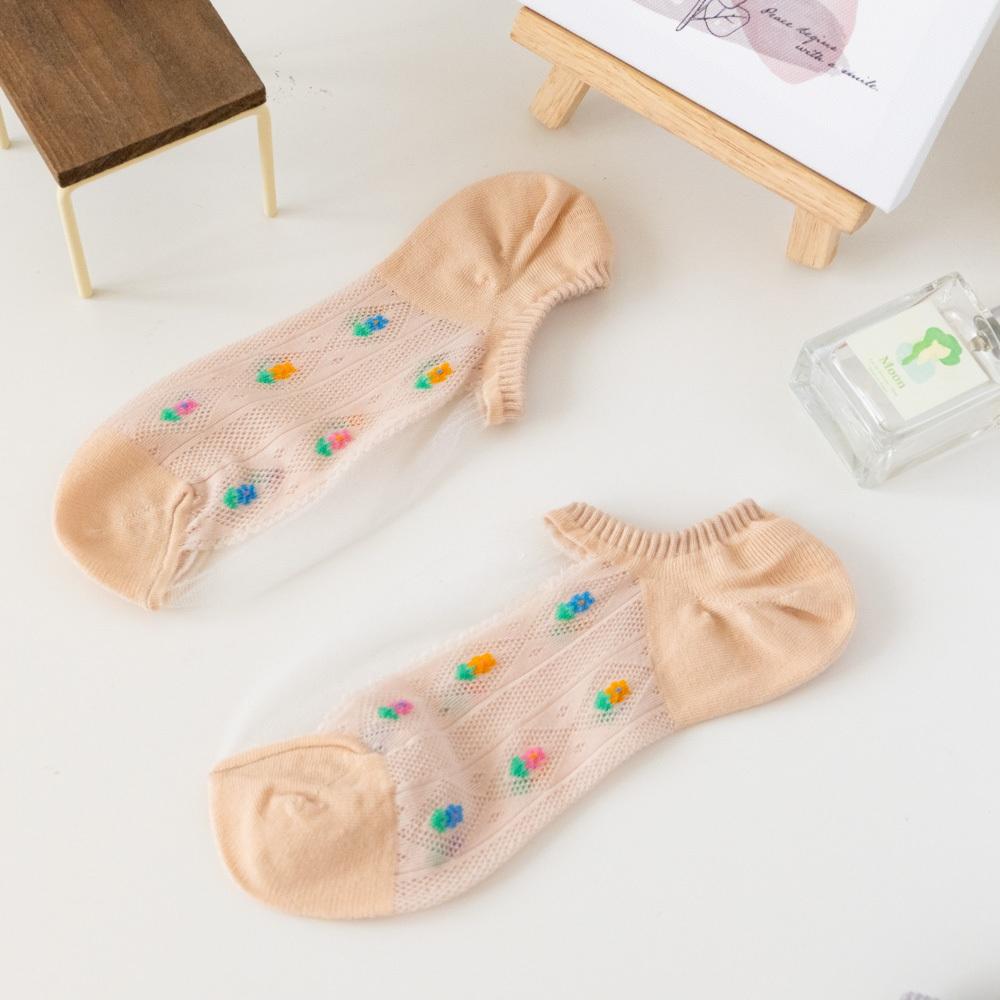 AHUA 韓國襪子 腳背透膚菱形網眼小圖船型襪 K2074 韓妞必備 正韓襪子 透膚襪 少女襪 阿華有事嗎-細節圖8