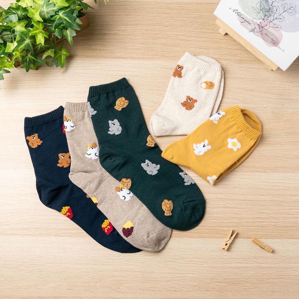 AHUA阿華有事嗎 韓國襪子 滿版小動物點心中筒襪 K1936 韓妞必備 百搭純棉襪 日系 可愛 動物-細節圖3