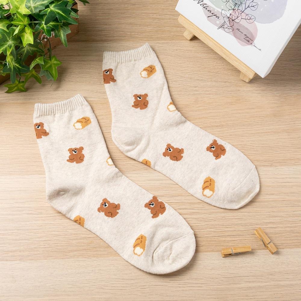 AHUA阿華有事嗎 韓國襪子 滿版小動物點心中筒襪 K1936 韓妞必備 百搭純棉襪 日系 可愛 動物-細節圖8