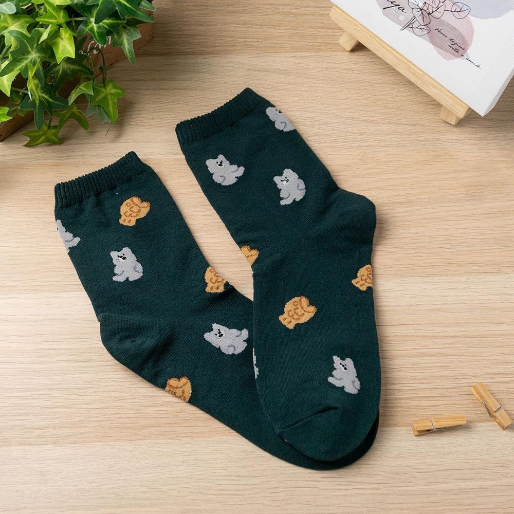 AHUA阿華有事嗎 韓國襪子 滿版小動物點心中筒襪 K1936 韓妞必備 百搭純棉襪 日系 可愛 動物-細節圖9