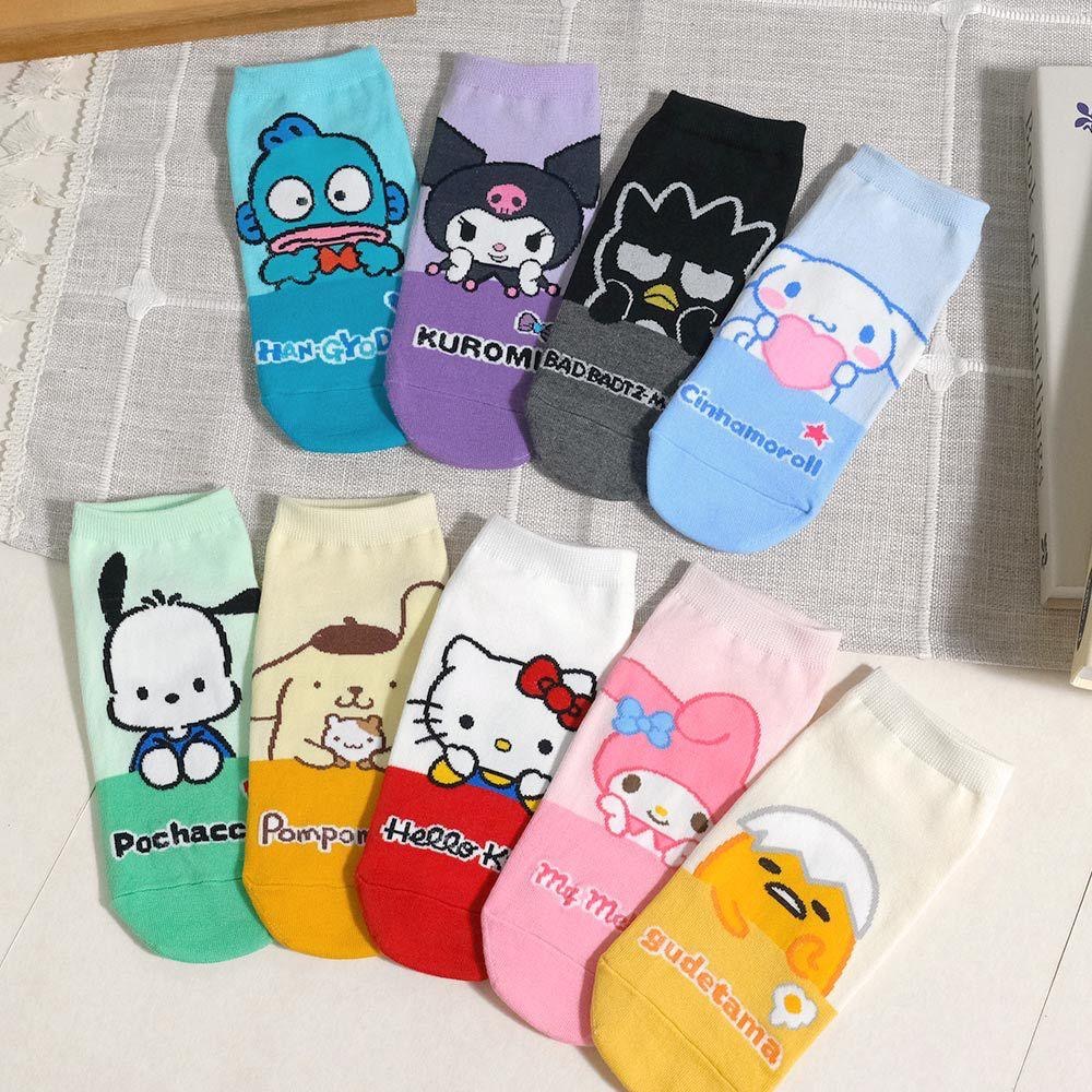 AHUA阿華有事嗎 三麗鷗半身人物拼接短襪 K2254 正韓襪子 百搭純棉襪 韓妞必備 少女襪-細節圖3