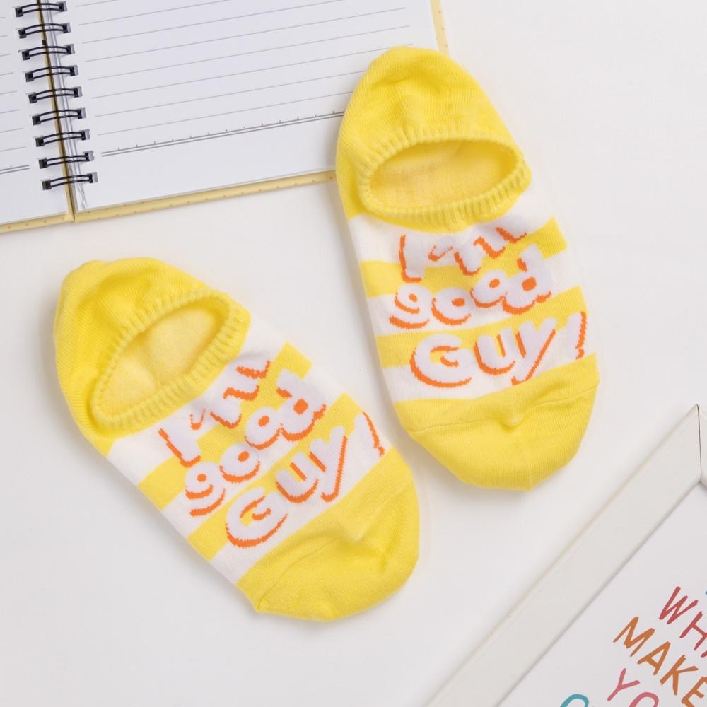 AHUA 韓國襪子 I＇m good Guy!條紋船型襪 K2014 韓妞必備 百搭純棉襪 正韓襪子 少女襪 阿華有事嗎-細節圖8