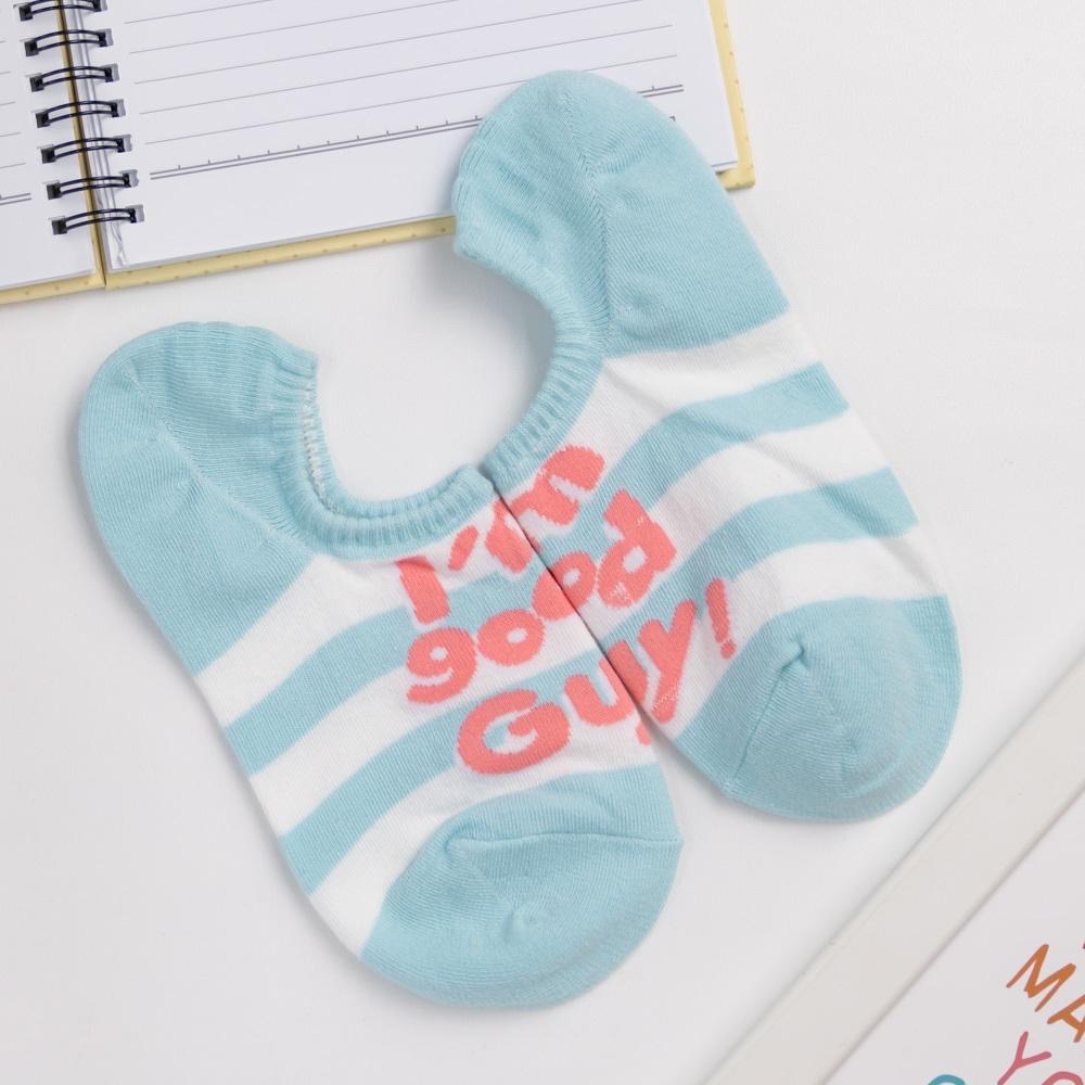 AHUA 韓國襪子 I＇m good Guy!條紋船型襪 K2014 韓妞必備 百搭純棉襪 正韓襪子 少女襪 阿華有事嗎-細節圖9