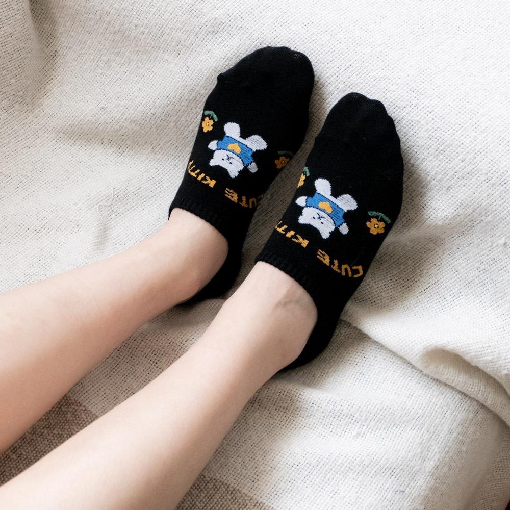 AHUA 韓國襪子 可愛穿衣動物朋友小花船型襪 K2068 韓妞必備 百搭純棉襪 正韓襪子 少女襪 阿華有事嗎-細節圖3