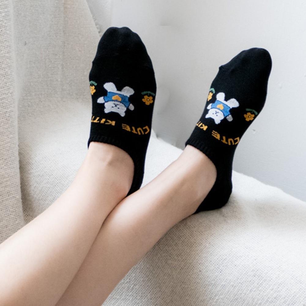 AHUA 韓國襪子 可愛穿衣動物朋友小花船型襪 K2068 韓妞必備 百搭純棉襪 正韓襪子 少女襪 阿華有事嗎-細節圖4