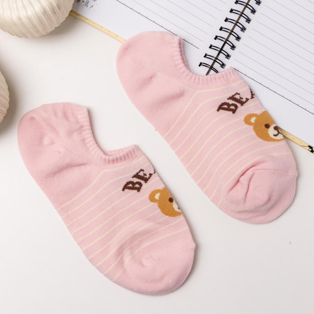 AHUA 韓國襪子 BEAR小熊橫條船型襪 K2052 韓妞必備 止滑襪 百搭純棉襪 正韓襪子 少女襪 阿華有事嗎-細節圖8