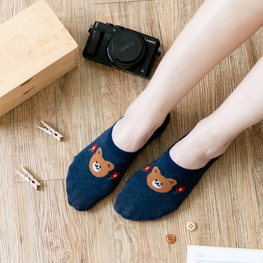 AHUA 韓國襪子 腳背開心熊熊小頭花朵隱形襪 K2017 韓妞必備 百搭純棉襪 正韓襪子 少女襪 阿華有事嗎-細節圖3