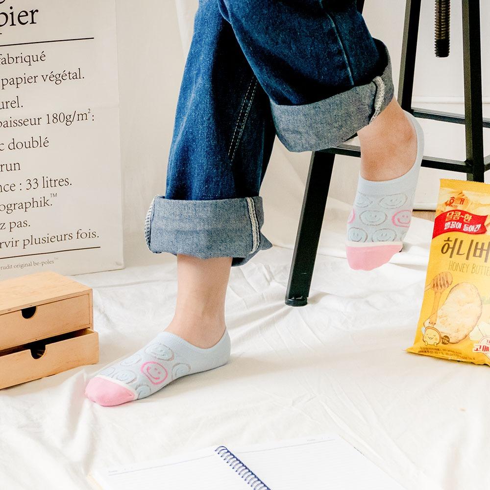 AHUA阿華有事嗎 滿版透膚笑臉前跟多巴胺拼色船型襪 K2093 正韓襪子 百搭純棉襪 韓妞必備 少女襪-細節圖3