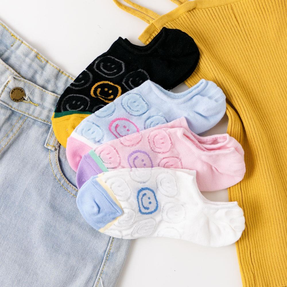 AHUA阿華有事嗎 滿版透膚笑臉前跟多巴胺拼色船型襪 K2093 正韓襪子 百搭純棉襪 韓妞必備 少女襪-細節圖5