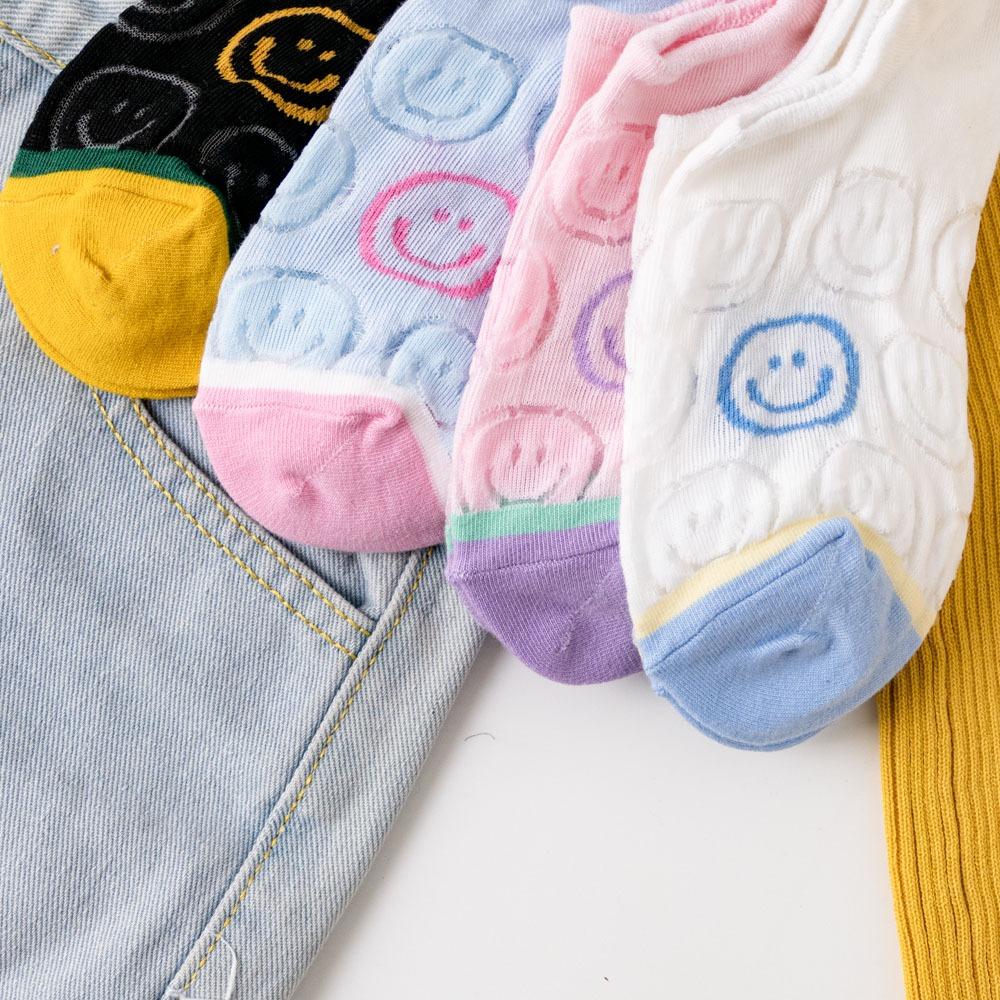 AHUA阿華有事嗎 滿版透膚笑臉前跟多巴胺拼色船型襪 K2093 正韓襪子 百搭純棉襪 韓妞必備 少女襪-細節圖7