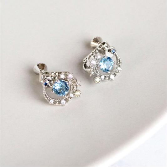 AHUA阿華有事嗎 藍水鑽月亮夜空耳夾 A0850 正韓 Ins風 時尚 氣質 百搭 耳夾 無耳洞 水鑽款-細節圖2