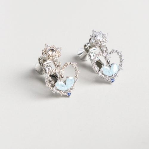 AHUA阿華有事嗎 藍水鑽摟空愛心耳夾 A0853 正韓 Ins風 時尚 氣質 百搭 耳夾 無耳洞 水鑽款-細節圖3