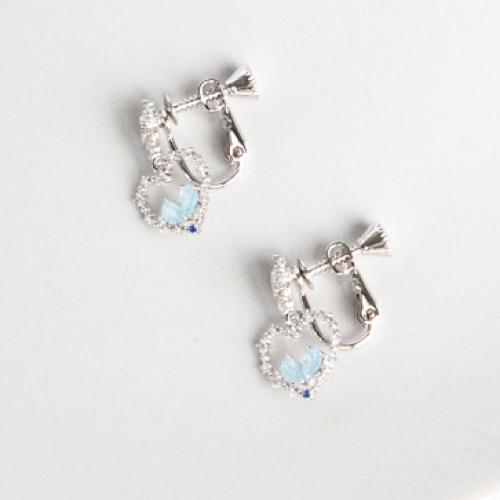 AHUA阿華有事嗎 藍水鑽摟空愛心耳夾 A0853 正韓 Ins風 時尚 氣質 百搭 耳夾 無耳洞 水鑽款-細節圖5