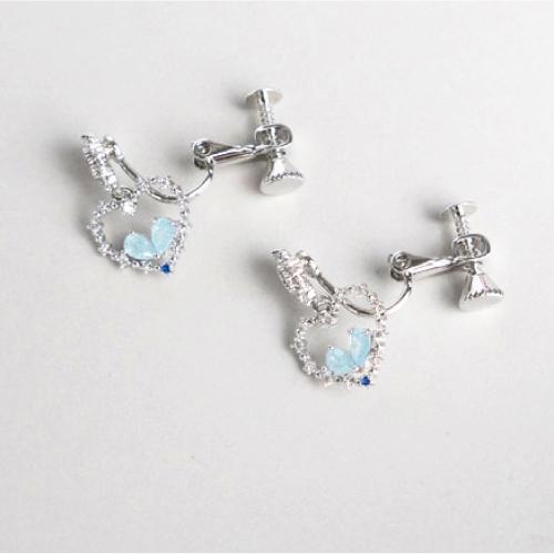 AHUA阿華有事嗎 藍水鑽摟空愛心耳夾 A0853 正韓 Ins風 時尚 氣質 百搭 耳夾 無耳洞 水鑽款-細節圖6