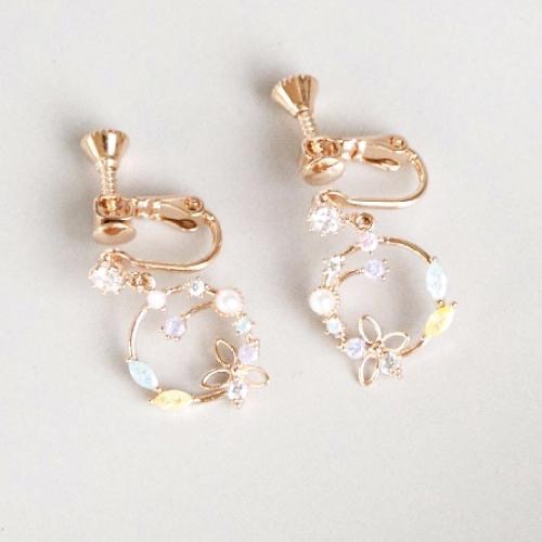 AHUA阿華有事嗎 小彩鑽珍珠花圈耳夾 A0852 正韓 Ins風 時尚 氣質 百搭 耳夾 無耳洞 基本款-細節圖7