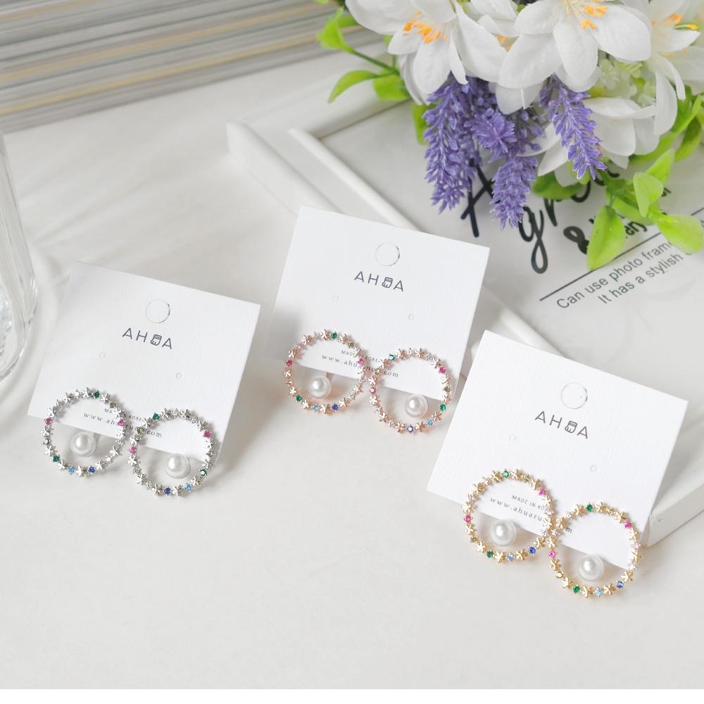 AHUA阿華有事嗎 韓國飾品 珍珠鑲鑽花圈耳環【A0698】正韓 浪漫 水鑽 時尚 簡約 韓妞必備 百搭 基本款 耳針-細節圖2
