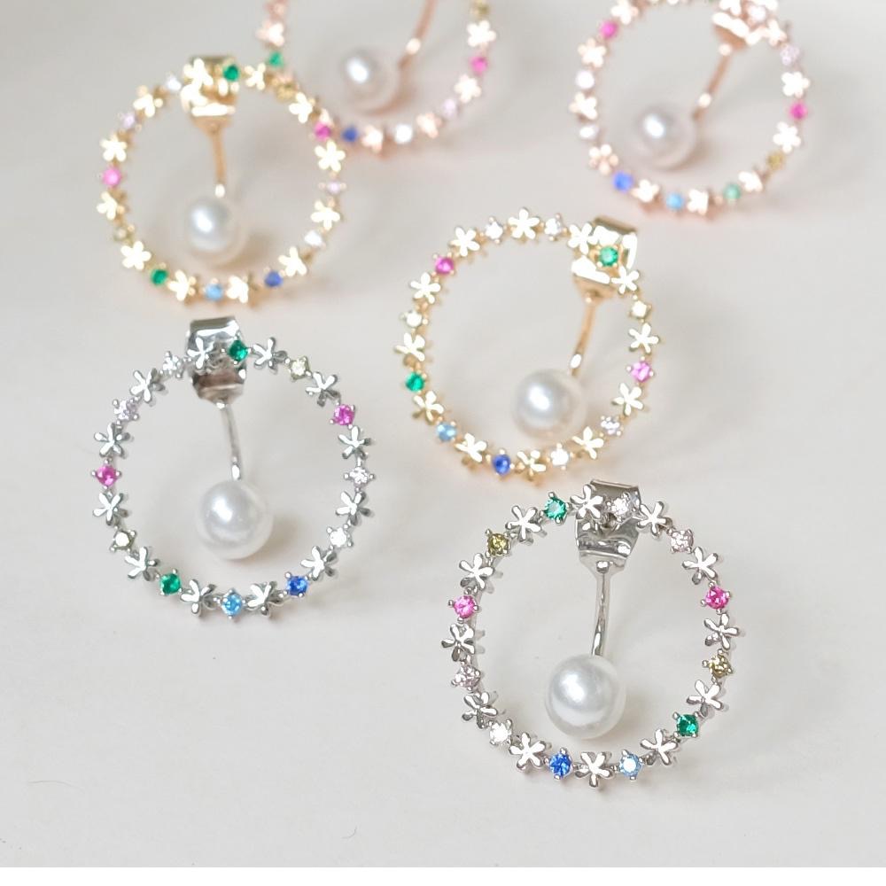 AHUA阿華有事嗎 韓國飾品 珍珠鑲鑽花圈耳環【A0698】正韓 浪漫 水鑽 時尚 簡約 韓妞必備 百搭 基本款 耳針-細節圖6