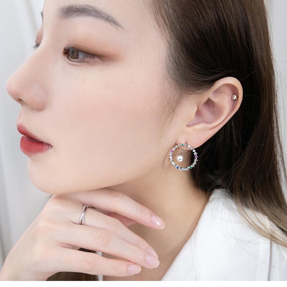 AHUA阿華有事嗎 韓國飾品 珍珠鑲鑽花圈耳環【A0698】正韓 浪漫 水鑽 時尚 簡約 韓妞必備 百搭 基本款 耳針-細節圖7