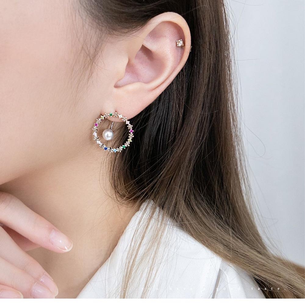 AHUA阿華有事嗎 韓國飾品 珍珠鑲鑽花圈耳環【A0698】正韓 浪漫 水鑽 時尚 簡約 韓妞必備 百搭 基本款 耳針-細節圖8