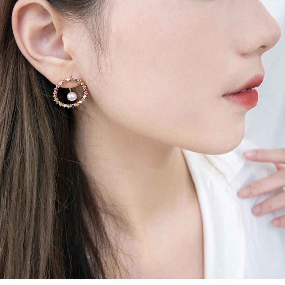 AHUA阿華有事嗎 韓國飾品 珍珠鑲鑽花圈耳環【A0698】正韓 浪漫 水鑽 時尚 簡約 韓妞必備 百搭 基本款 耳針-細節圖9