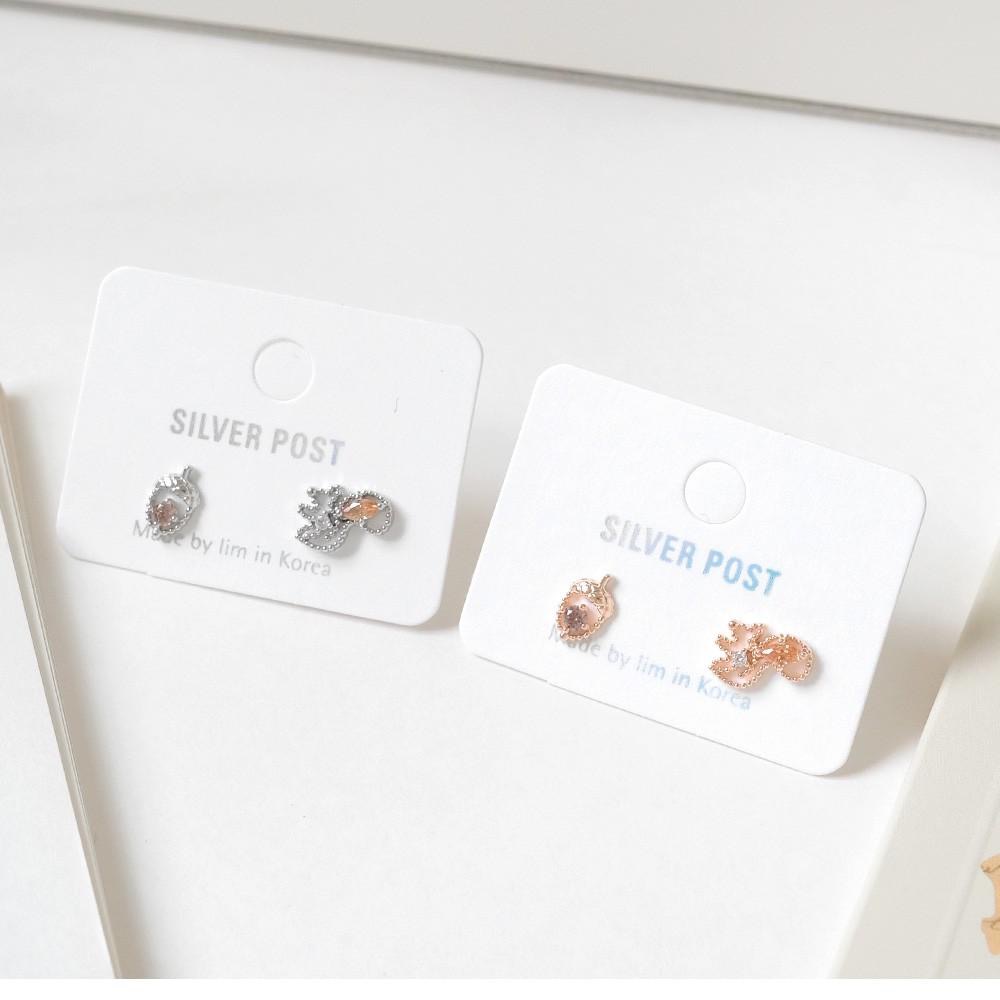 阿華有事嗎 AUHA 韓國飾品 鑲鑽栗子與松鼠貼耳耳環【A0596】正韓 水鑽 氣質 百搭 可愛 簡約 韓妞必備 耳針-細節圖2