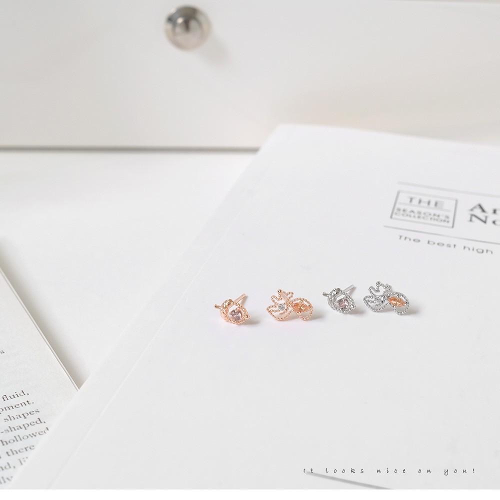 阿華有事嗎 AUHA 韓國飾品 鑲鑽栗子與松鼠貼耳耳環【A0596】正韓 水鑽 氣質 百搭 可愛 簡約 韓妞必備 耳針-細節圖3