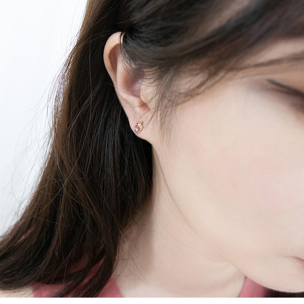 阿華有事嗎 AUHA 韓國飾品 鑲鑽栗子與松鼠貼耳耳環【A0596】正韓 水鑽 氣質 百搭 可愛 簡約 韓妞必備 耳針-細節圖7