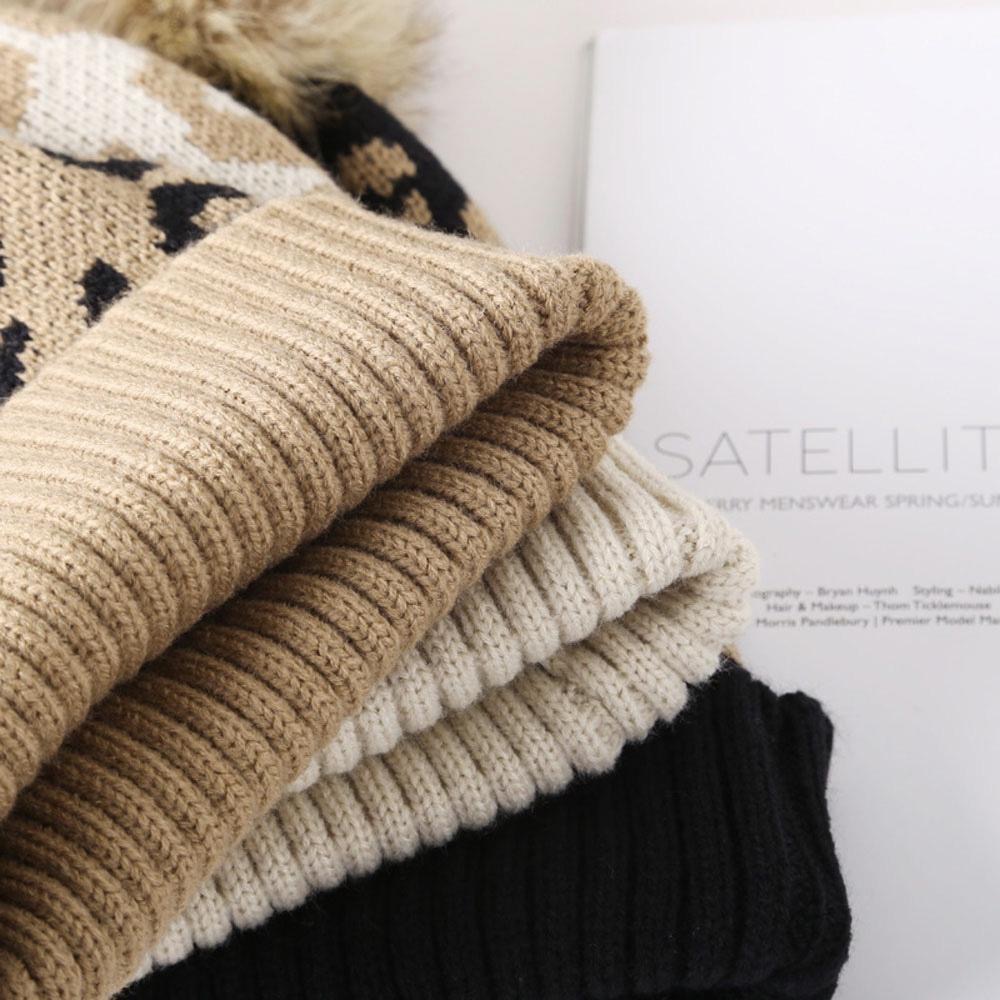 AHUA阿華有事嗎 日系豹紋毛球針織毛帽 毛線帽 H0039 簡約 百搭基本款帽子 豹紋毛帽-細節圖4