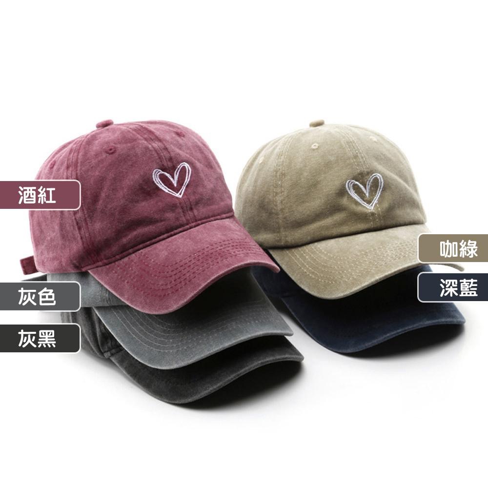 AHUA阿華有事嗎 縷空愛心刺繡棒球帽 H0052 可調式帽子美式休閒 仿舊 百搭配件 鴨舌帽 帽子 水洗老帽 韓妞-細節圖2