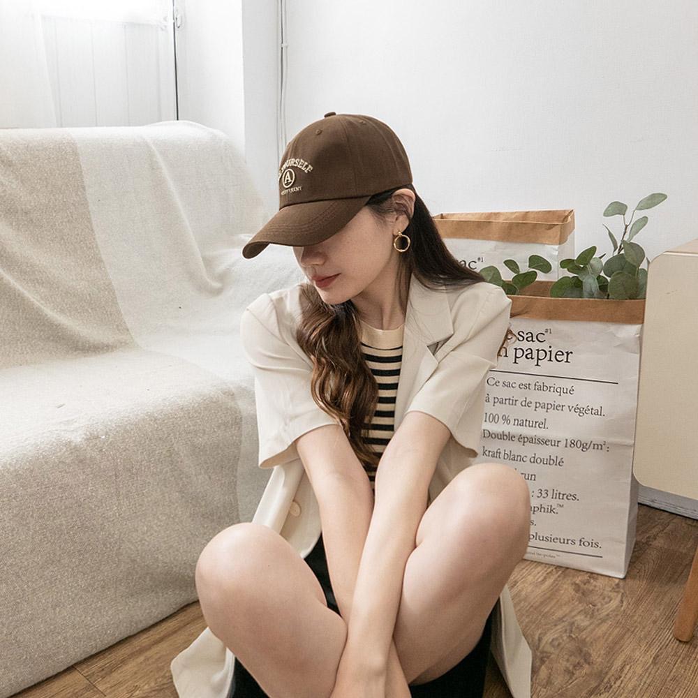 AUHA阿華有事嗎  BE YOURSELF刺繡棒球帽 H0060 韓系配件 可調式帽子 百搭 顯瘦 基本款 老帽 帽子-細節圖3