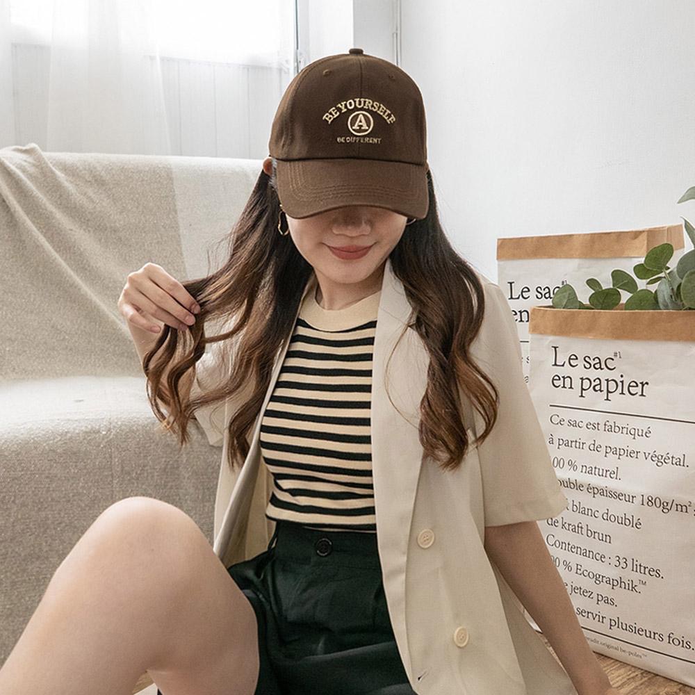 AUHA阿華有事嗎  BE YOURSELF刺繡棒球帽 H0060 韓系配件 可調式帽子 百搭 顯瘦 基本款 老帽 帽子-細節圖6