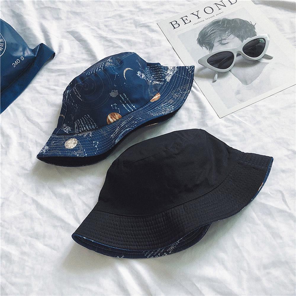 AHUA阿華有事嗎 韓系女裝配件 星際宇宙圖案雙面漁夫帽【H0026】 個性 漁夫帽 韓妞必備 百搭顯瘦基本款-細節圖2
