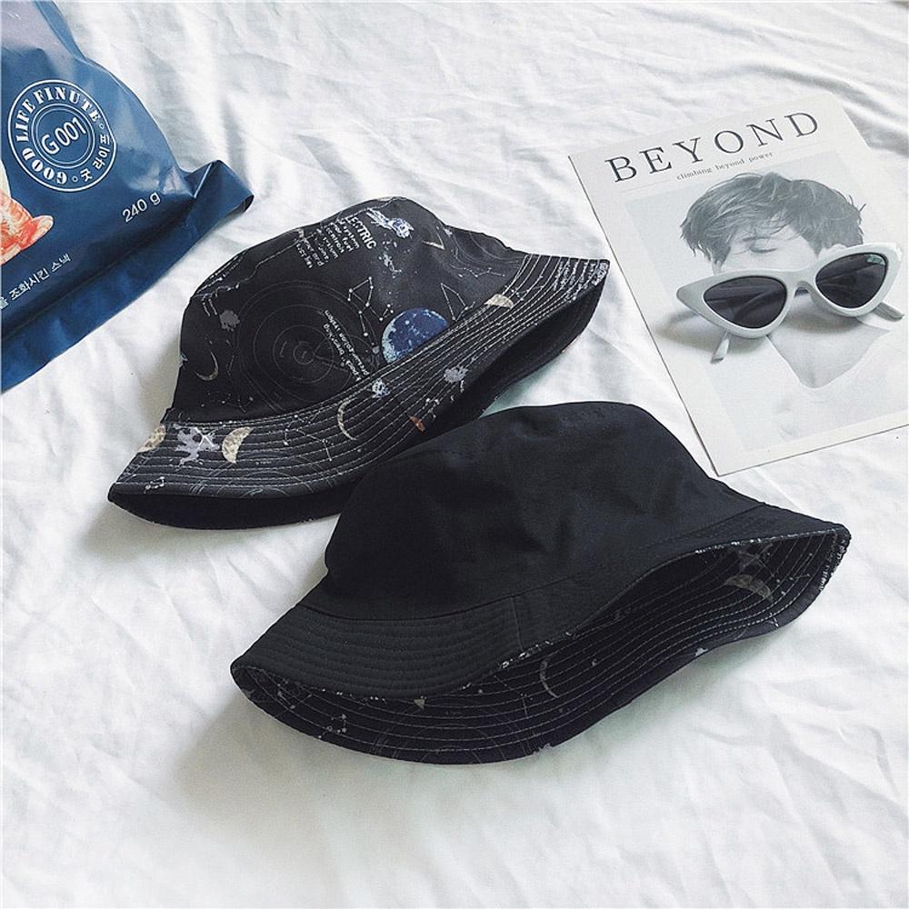 AHUA阿華有事嗎 韓系女裝配件 星際宇宙圖案雙面漁夫帽【H0026】 個性 漁夫帽 韓妞必備 百搭顯瘦基本款-細節圖5