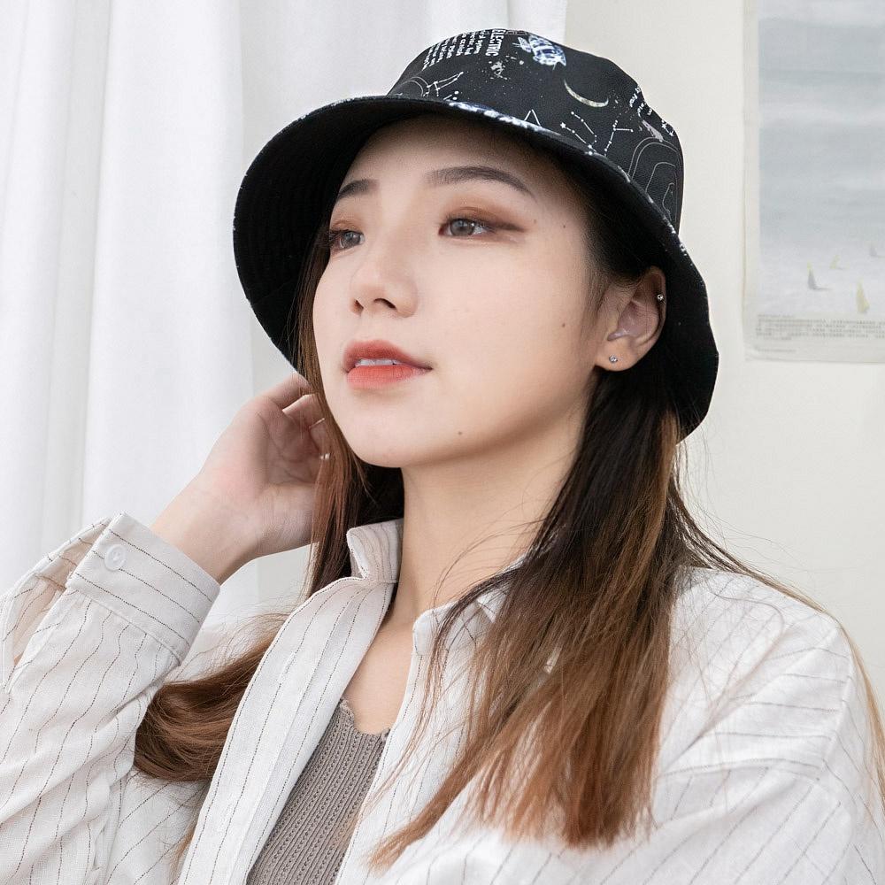 AHUA阿華有事嗎 韓系女裝配件 星際宇宙圖案雙面漁夫帽【H0026】 個性 漁夫帽 韓妞必備 百搭顯瘦基本款-細節圖8