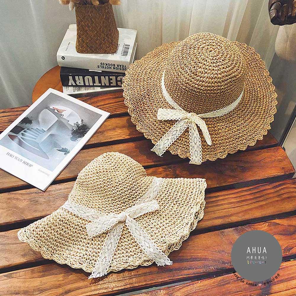 AHUA阿華有事嗎 韓系女裝配件 蝴蝶結遮陽草帽【H0027】遮陽 防曬 草帽 夏日 透氣 韓妞必備 百搭基本款-細節圖2