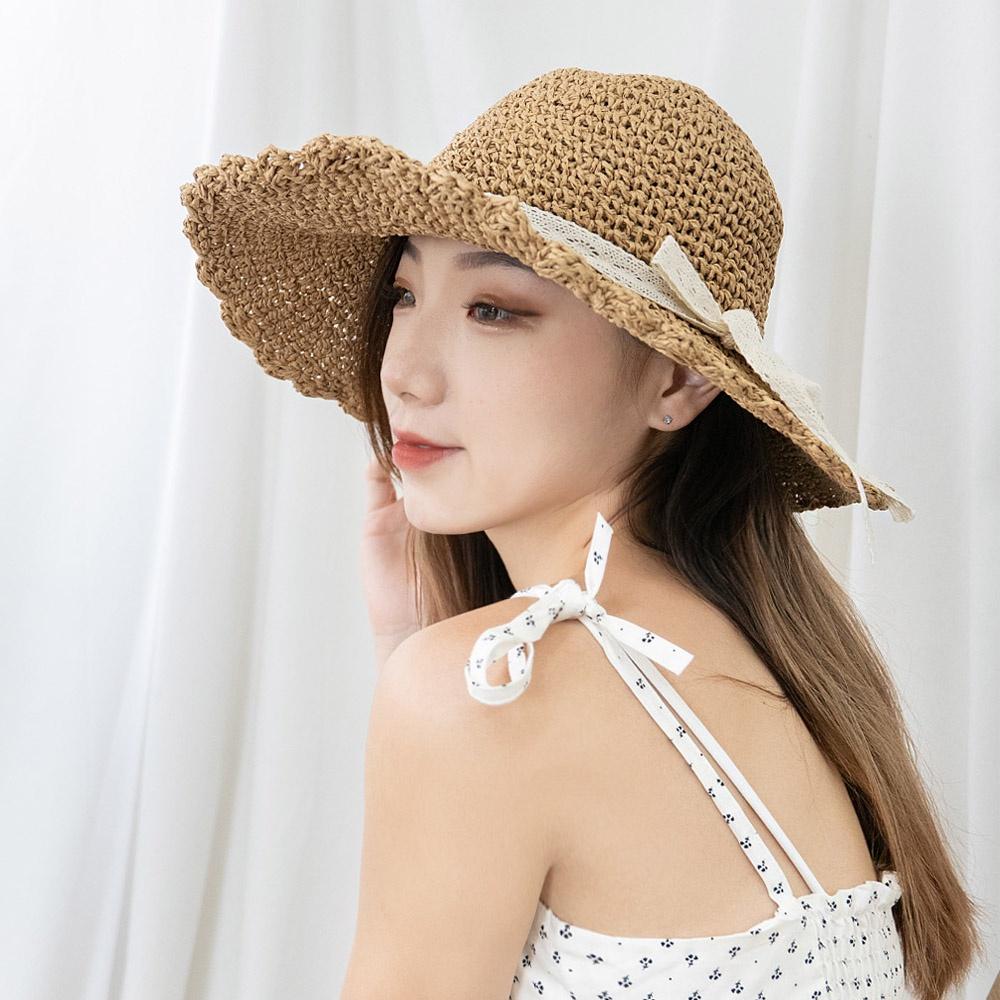 AHUA阿華有事嗎 韓系女裝配件 蝴蝶結遮陽草帽【H0027】遮陽 防曬 草帽 夏日 透氣 韓妞必備 百搭基本款-細節圖8