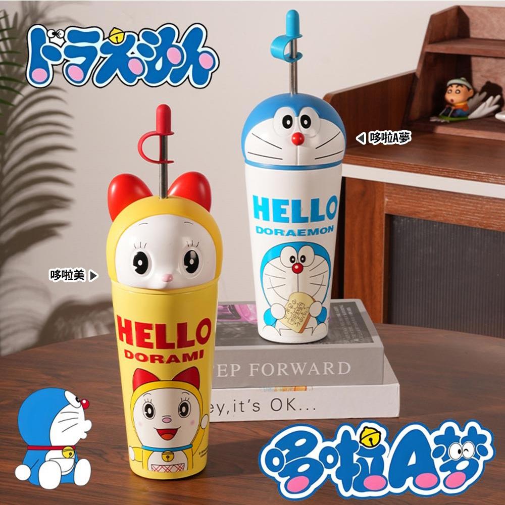 AHUA 阿華有事嗎 哆啦A夢立體大頭杯蓋吸管不鏽鋼保溫杯 F0053 生活百貨 吸管水杯 保溫杯-細節圖2